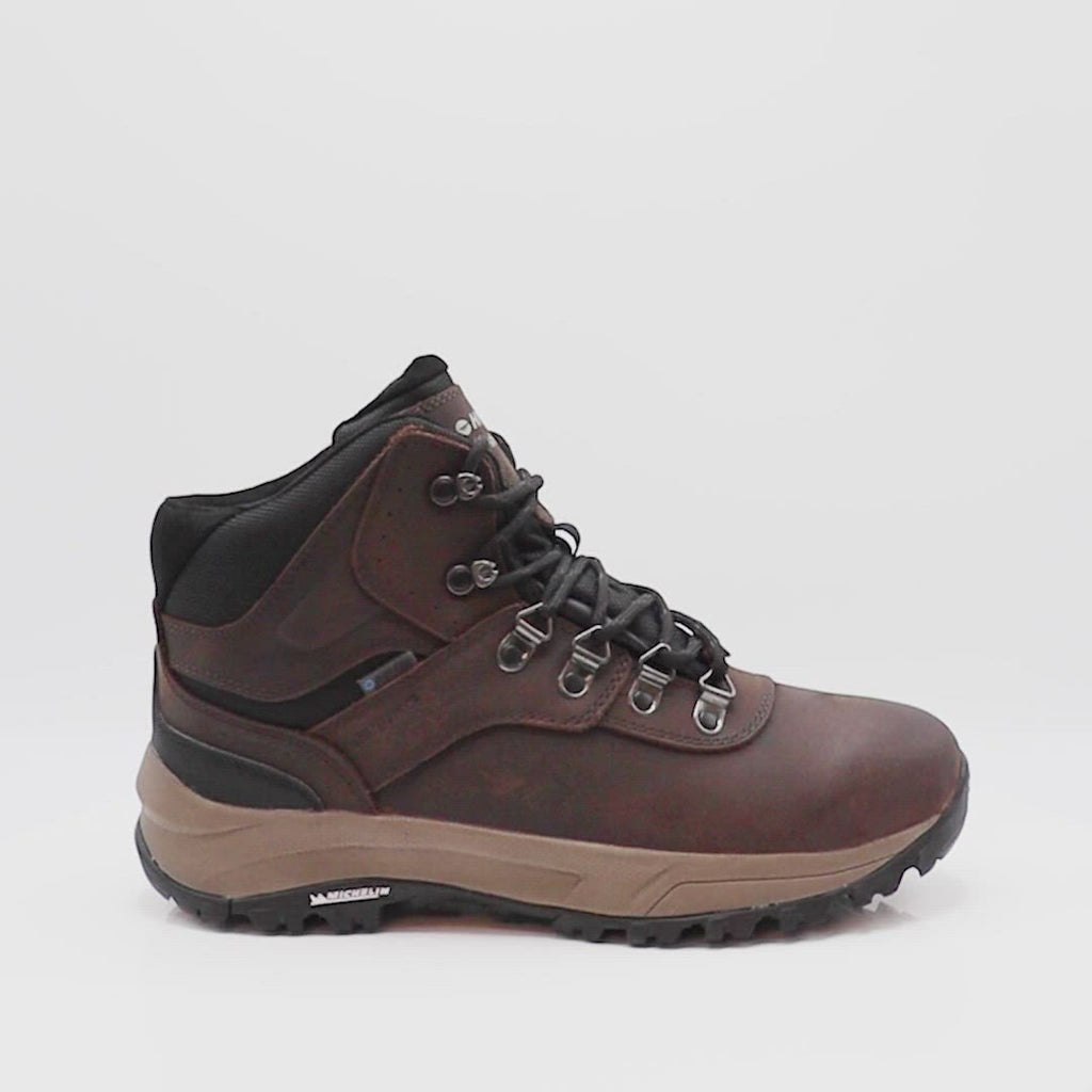 Hi-tec men's leather hiking boots are waterproof, rustproof, and stain resistant