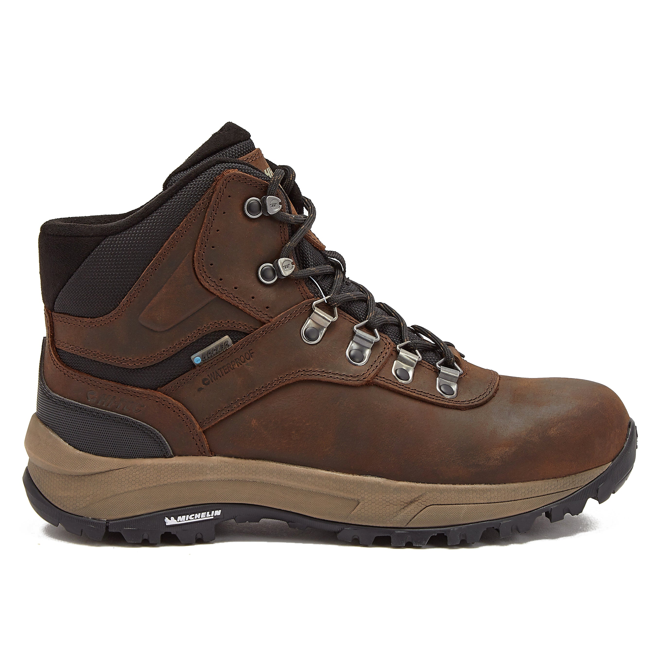 HI-TEC Yosemite WP Mid Waterproof Hiking Boots for Men,  Lightweight Breathable Outdoor Trekking Shoes - Dark Green, 7.5 Medium